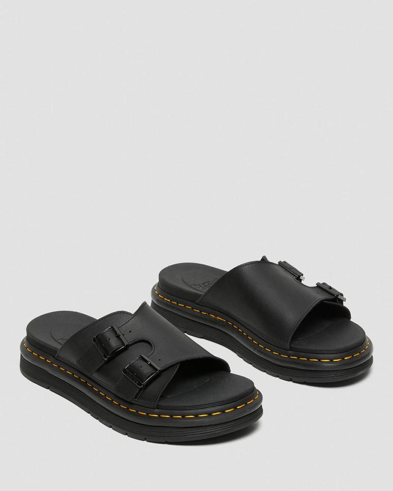 Men's Dr Martens Dax Men's Leather Sandals Black | AU 629ILH